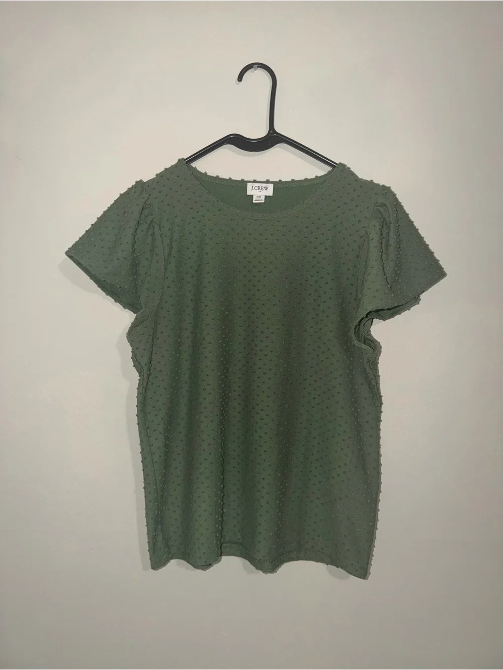 J.Crew Green Swiss Dot Short Sleeve Blouse Top XS